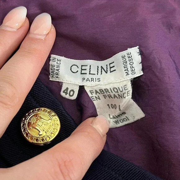 Celine Paris/ FROM ⭐️ HOLLYWOOD⭐️Vintage/midi skirt/wool/Gold buttons/ French 40 - Picture 7 of 16